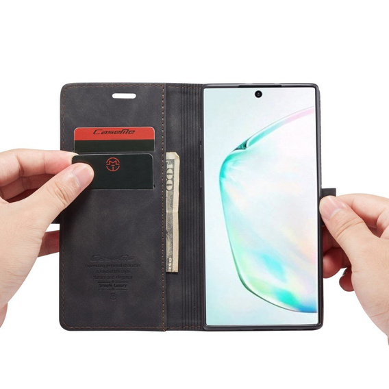 Чехол CASEME для Samsung Galaxy Note 10 Plus/5G, Leather Wallet Case, чёрный