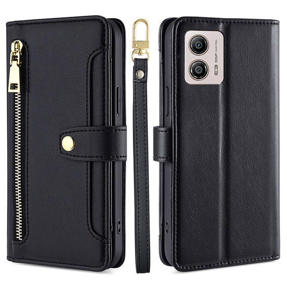 Откидной чехол для Motorola Moto G53 5G/ G23 4G/ G13 4G, Wallet Zipper Pocket, чёрный