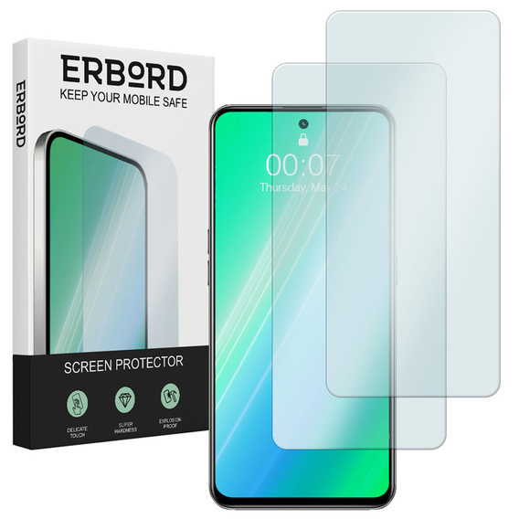 2x Загартоване скло для Samsung Galaxy A72, ERBORD 9H Hard Glass на екрані