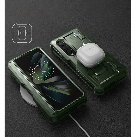 Бронированный чехол для Samsung Galaxy Z Fold 4 5G, Dexnor Full Body S-Pen Slot, зелёный