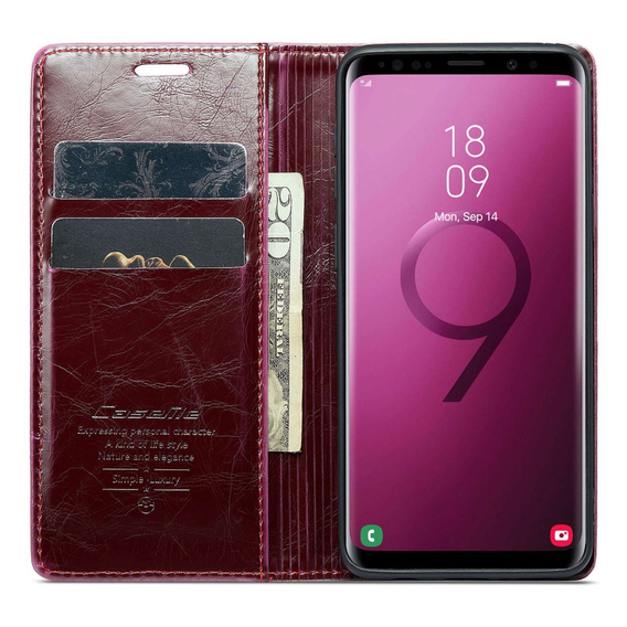 Чохол-обкладинка CASEME для Samsung Galaxy S9, Waxy Textured, червоний