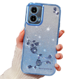 Чехол для Motorola Moto G24 / G24 Power / G04, Glitter Flower, синий