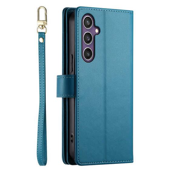 Откидной чехол для Samsung Galaxy S25, Wallet Zipper Pocket, синий