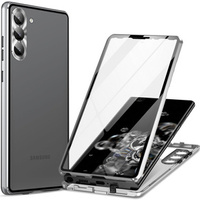 Чохол для Samsung Galaxy S23, Magnetic Dual Glass, сріблястий