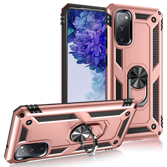 Бронированный Чехол до Samsung Galaxy S20 FE, Nox Case Ring, розовый rose gold