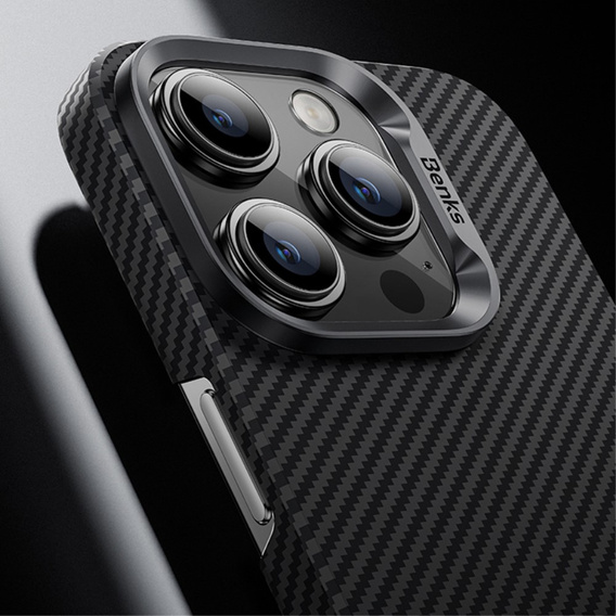 Чохол BENKS Kevlar для iPhone 15 Pro, Carbon Fiber, чорний