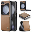 Чохол для Samsung Galaxy Z Flip6 5G, CASE Litchi Leather, коричневий