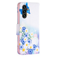 Откидной чехол для Samsung Galaxy A35 5G, Wallet, Butterfly & Flowers белый