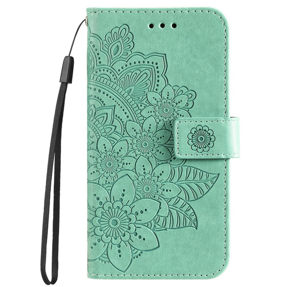 Откидной чехол для Xiaomi Redmi 13C / Poco C65, Mandala Flower, зелёный