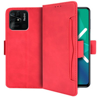 Откидной чехол для Xiaomi Redmi 10C, Card Slot, красный