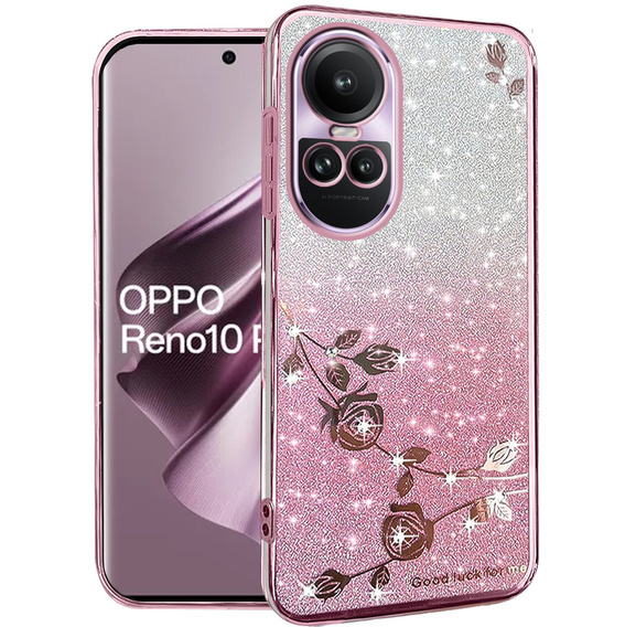 Чехол Rhinestone для Oppo Reno 10 / 10 Pro, розовое золото