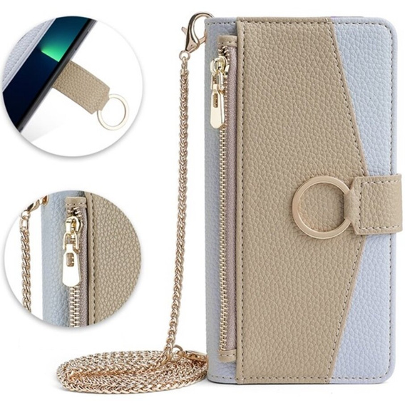 Флип-кейс для Samsung Galaxy S23 Ultra, Wallet Zipper Pocket, с зеркалом, синий