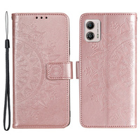 Чохол-книжка для Motorola Moto G53 5G, Mandala Flower, рожевий rose gold