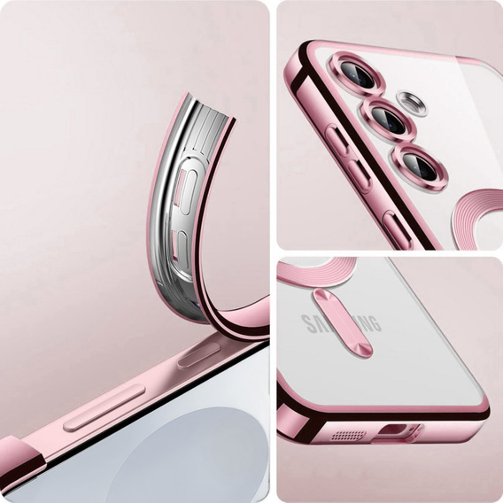 Чехол для Samsung Galaxy S25, Electro MagSafe, розовый rose gold + стекло для экрана