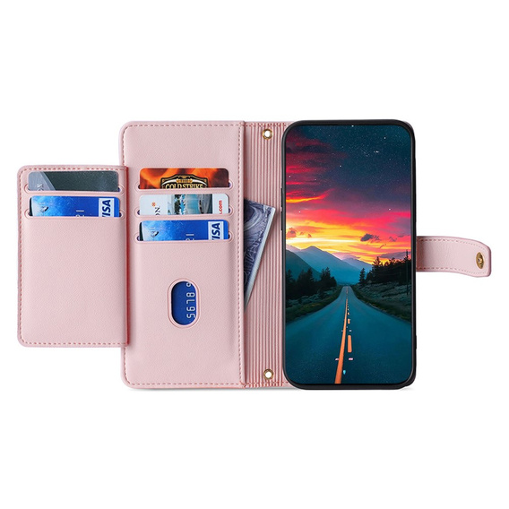 Откидной чехол для Oppo Reno 11F 5G, Wallet Zipper Pocket, розовый