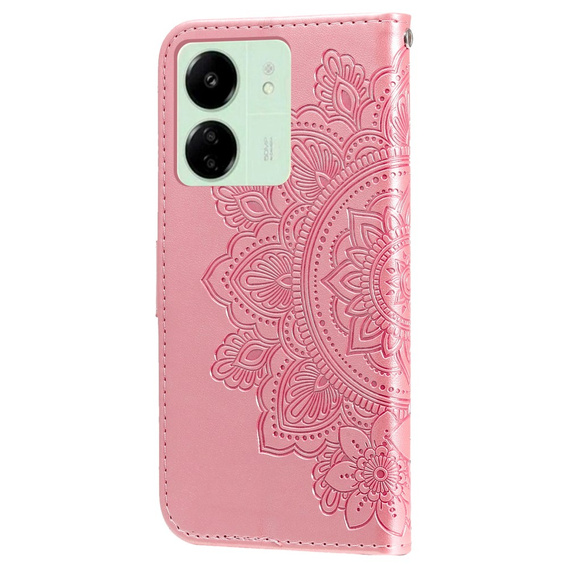 Откидной чехол для Xiaomi Redmi 13C / Poco C65, Mandala Flower, розовый