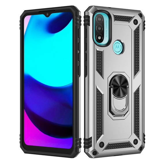 Броньований Чoхол до Motorola Moto E20/E30/E40, Nox Case Ring, сріблястий