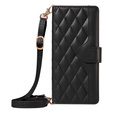 Чохол-сумка для Motorola Edge 50 Neo, Rhombus Crossbody Leather, чорний