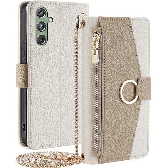 Чохол-книжка для Samsung Galaxy M34 5G, Wallet Zipper Pocket, з дзеркалом, білий