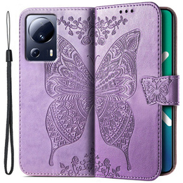 Откидной чехол для Xiaomi 13 Lite, Butterfly, фиолетовый