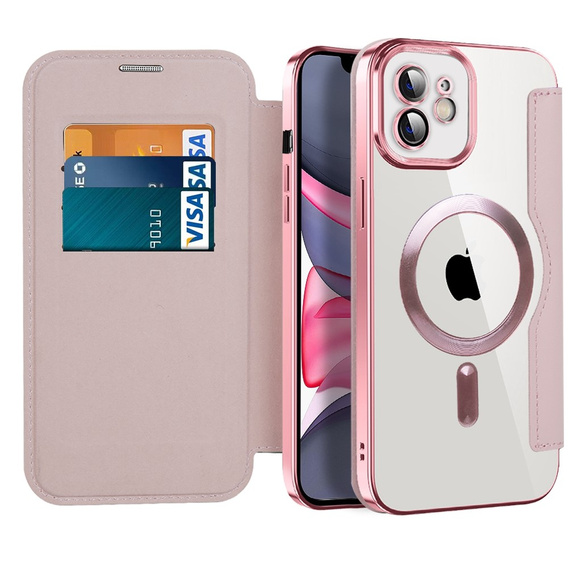 Откидной чехол для iPhone 11, RFID Wallet MagSafe CamShield, розовый rose gold