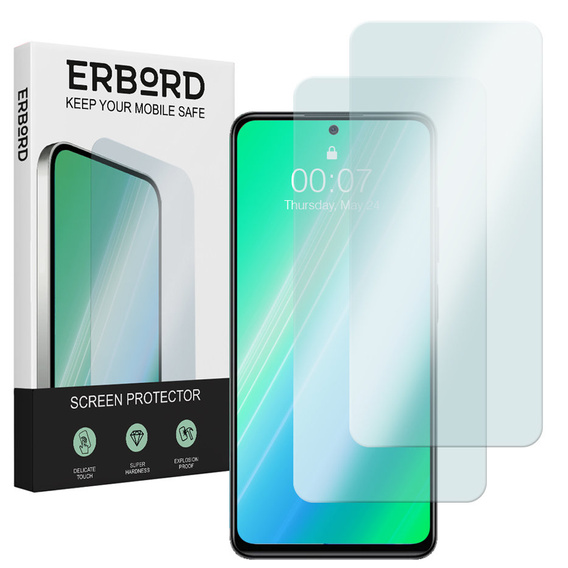 2x Закаленное стекло для Xiaomi Redmi Note 11 Pro, ERBORD 9H Hard Glass на экране