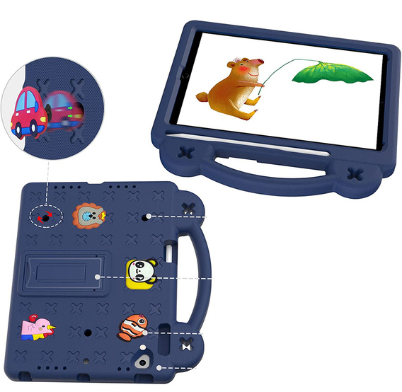 Дитячий чохол для планшета iPad 9.7" 2018/2017 (6/5 gen.) / Pro 9.7" 2016, Cute Patterns, з підставкою, темно-синій