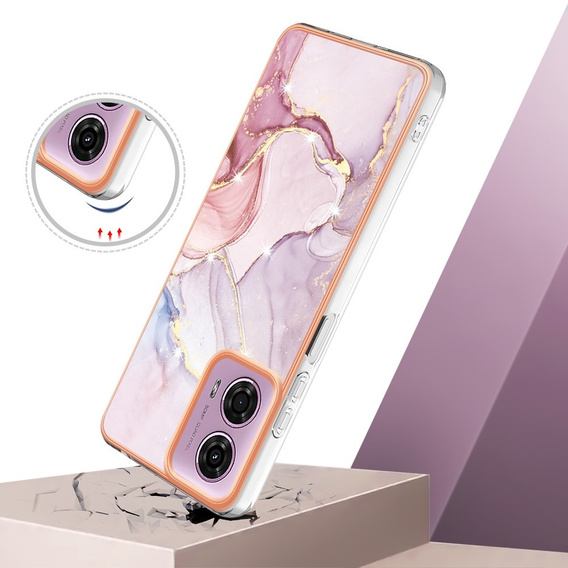 Захисний чохол для Motorola Moto G24 / G24 Power / G04, Marble Slim Case, рожевий