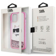 Чехол Karl Lagerfeld до iPhone 12 / 12 Pro, Liquid Glitter Choupette Head, розовый