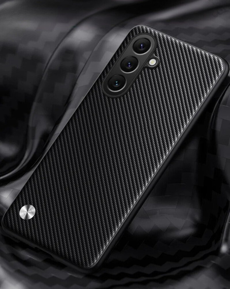 Кожаный чехол для Samsung Galaxy M55 5G, leather hybrid, carbon чёрный