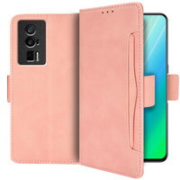 Футляр з клапаном для Poco F5 Pro 5G, Card Slot, рожевий