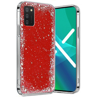 Чехол до Samsung Galaxy A02s, Glittery, красный