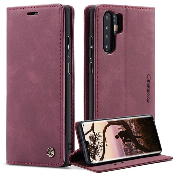 Чехол CASEME для Huawei P30 Pro, Leather Wallet Case, бордовый