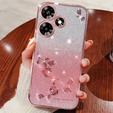 Чехол для Infinix Hot 30, Glitter Flower, розовый rose gold