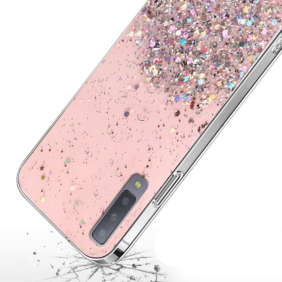 Чехол до Samsung Galaxy A7 2018, Glittery, розовый