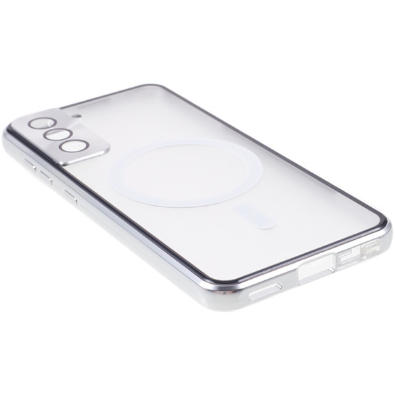 Магнітний чохол Dual Glass MagSafe для Samsung Galaxy S22 Plus, сріблястий