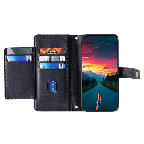 Откидной чехол для Samsung Galaxy M15 5G, Wallet Zipper Pocket, чёрный