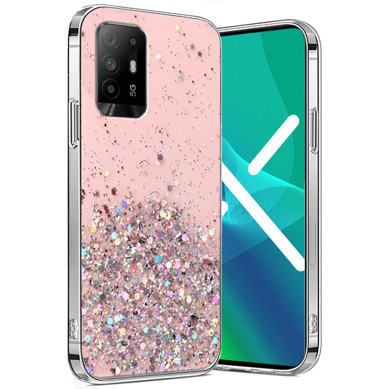 Чoхол до Oppo Reno5 Z / F19 Pro Plus, Glittery, рожевий