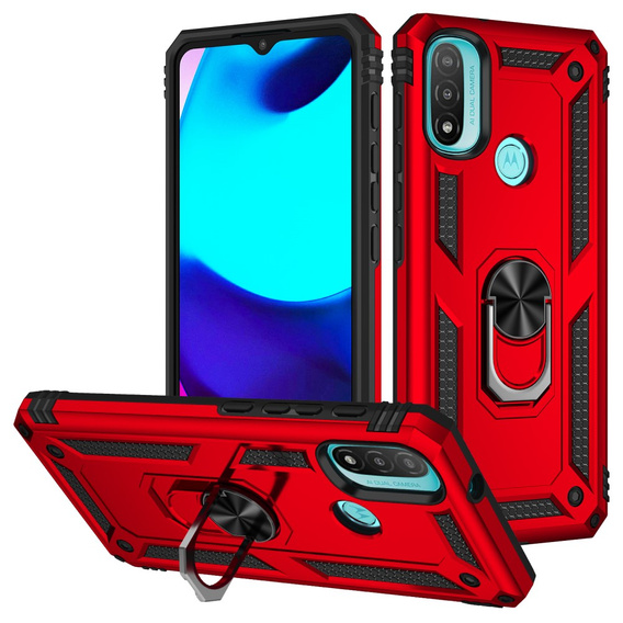 Бронированный Чехол до Motorola Moto E20/E30/E40, Nox Case Ring, красный