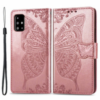 Чохол-книжка для Samsung Galaxy A51 4G, Butterfly, рожевий rose gold