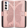 Чохол-книжка для Oppo Reno 12 Pro, Butterfly, рожевий rose gold