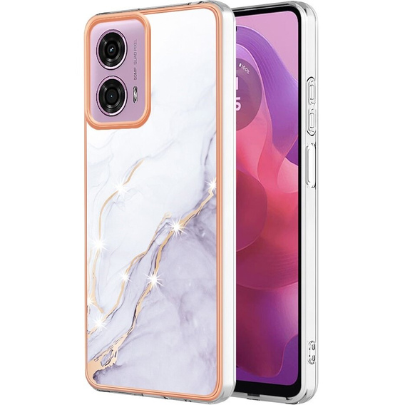 Защитный чехол для Motorola Moto G24 / G24 Power / G04, Marble Slim Case, белый