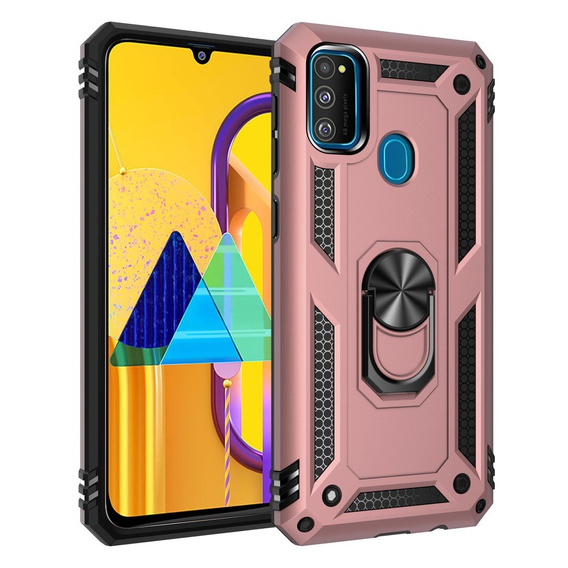 Бронированный Чехол до Samsung Galaxy M21, Nox Case Ring, розовый rose gold