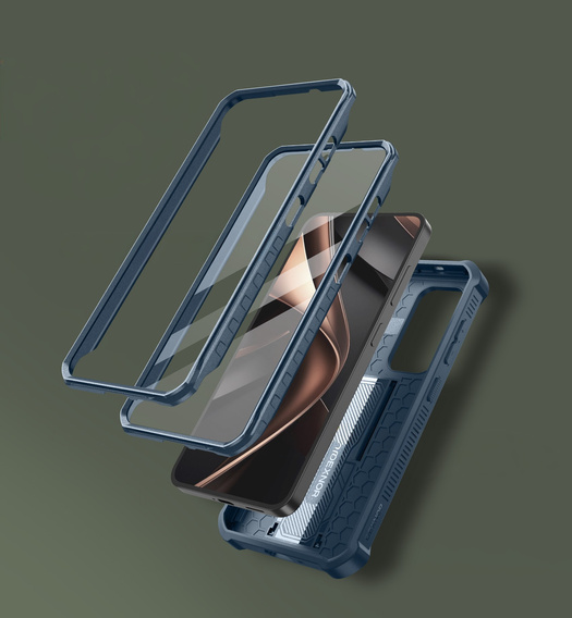 Бронированный чехол для Samsung Galaxy S25, Dexnor Full Body (Two Frames), темно-синий