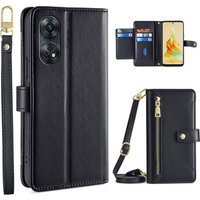 Откидной чехол для Oppo Reno8 T 4G, Wallet Zipper Pocket, чёрный