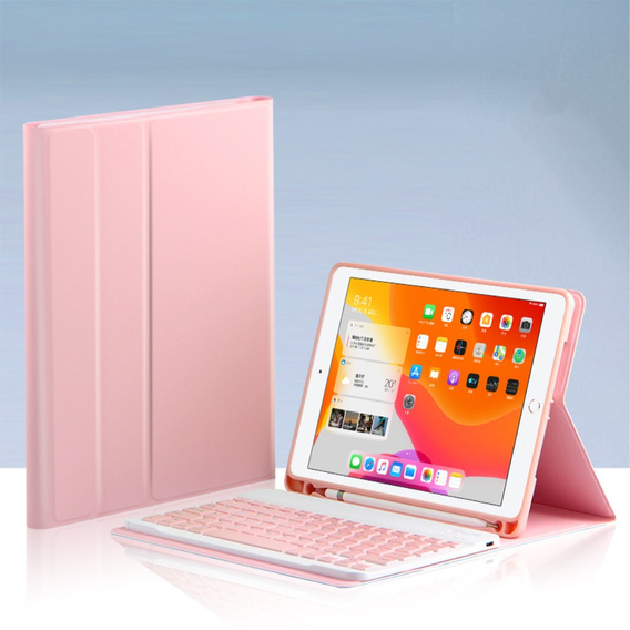 Чехол + клавиатура iPad 10.2 7/8/9 gen 2019/2020/2021, Keyboard Cover Pen Slot, розовый rose gold