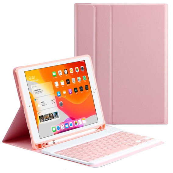 Чехол + клавиатура iPad 10.2 7/8/9 gen 2019/2020/2021, Keyboard Cover Pen Slot, розовый rose gold