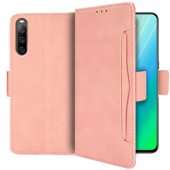 Футляр з клапаном для Sony Xperia 10 IV, Card Slot, рожевий