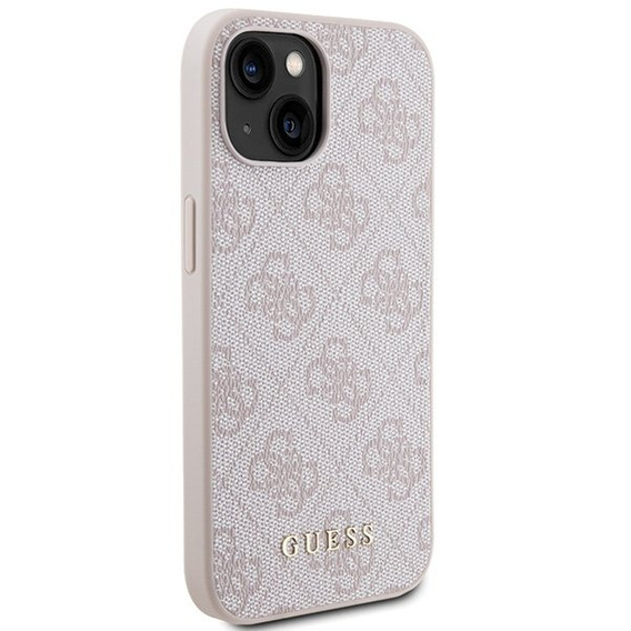 Чoхол GUESS до iPhone 15 Plus, 4G Metal Gold Logo, рожевий