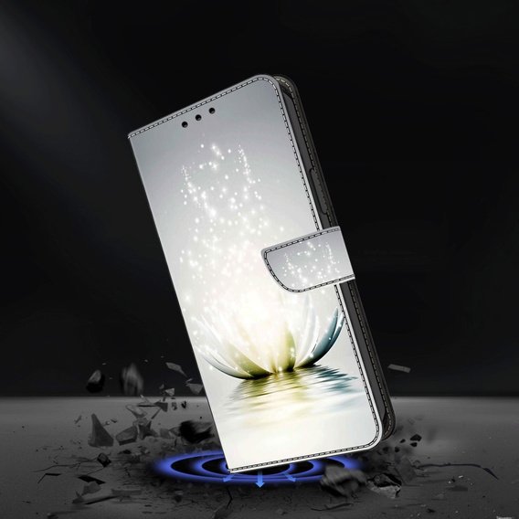 Откидной чехол для Xiaomi Redmi Note 12 4G, Wallet, Lotos Flower, серый